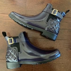 Hunter Refined Gloss Quilted Chelsea Boots Size 8